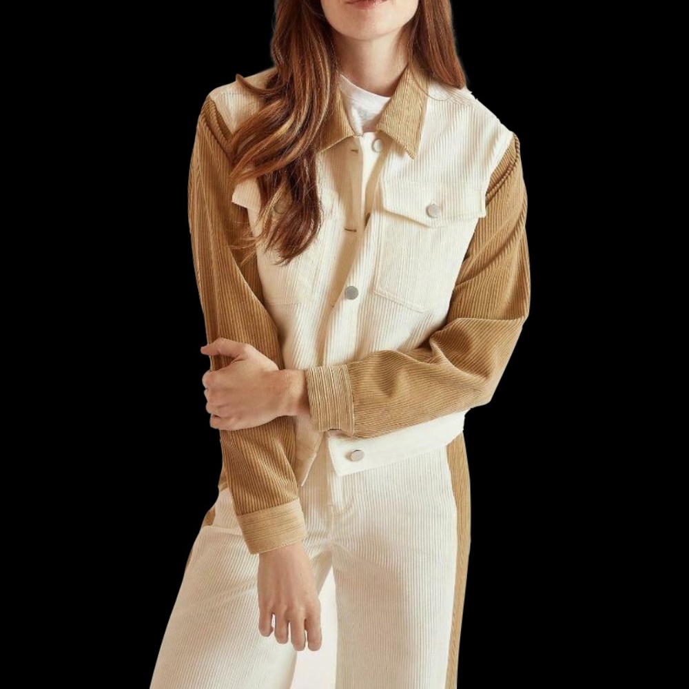 NWT - Baldwin Saylor White/Sand Colorblock Corduroy Jacket BLDWN